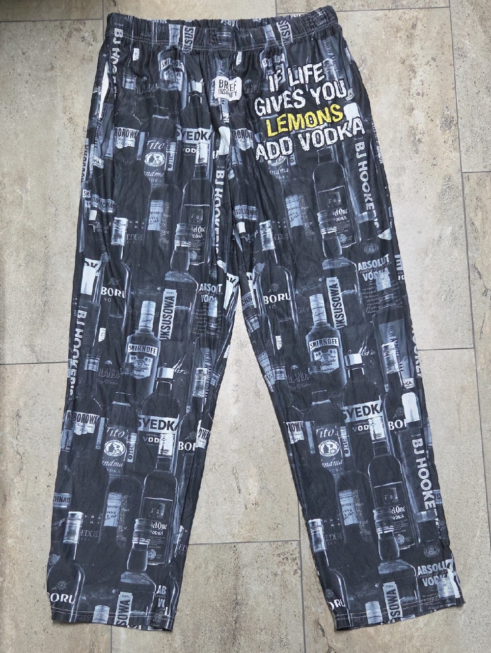 Black Graphic Print Men’s Lounge Pants - Brief Insanity Large